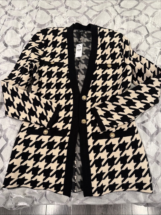 Express Jackets & Blazers - Express Black & Cream Houndstooth Blazer Jacket